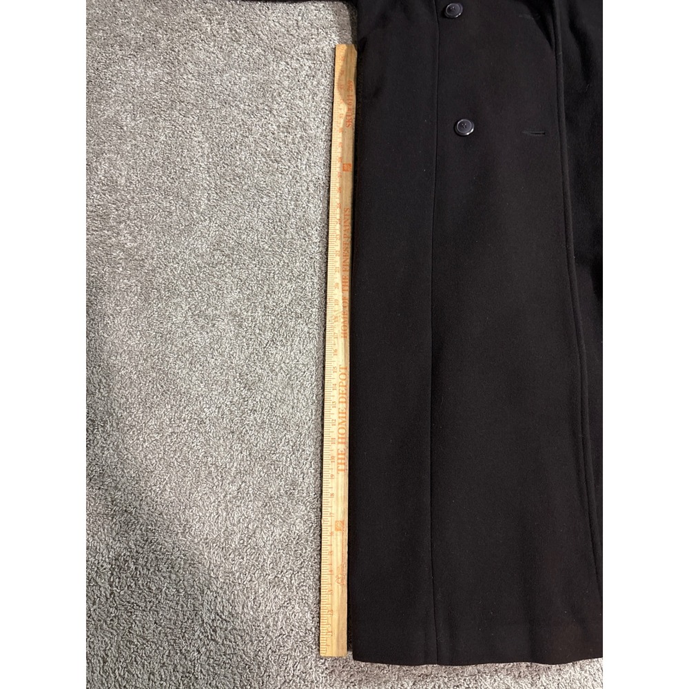 Vintage RZR Weather Wise Black 100% Wool Long Coat Faux Fur Collar Size 7/8 - Picture 6 of 8